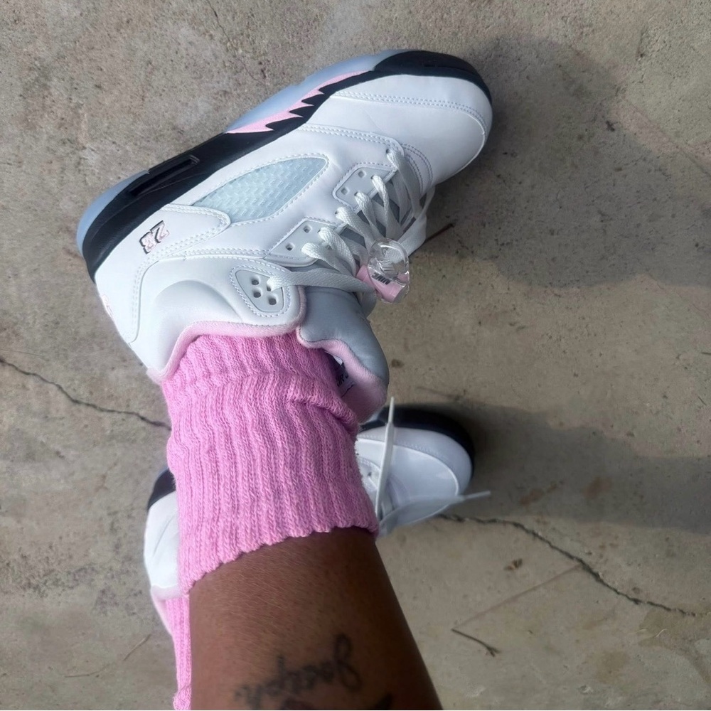 Jordan White and Pink Accented Sneakers